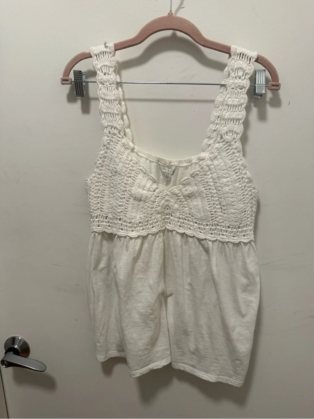 Lucky Brand Cream Crochet Knit Tank Top - Picture 1 of 4